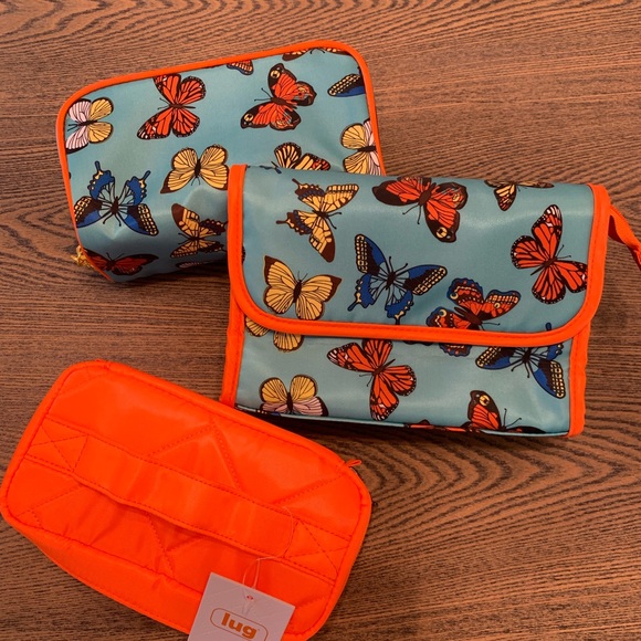 Lug Swizzle jewelry/cargo case in Coral NWT plus 2 new butterfly cosmetic bags - Picture 2 of 9